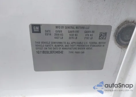 2014 Chevrolet Malibu 1Ls from USA, damaged, VIN 1G11B5SL3EF246542